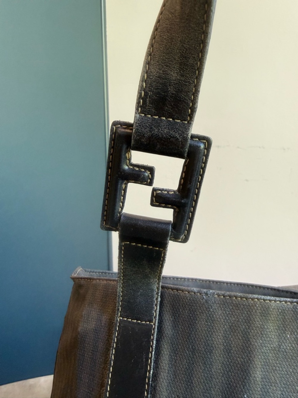 Fendi Pequin Canvas Shoulder Tote - Picture 3 of 10